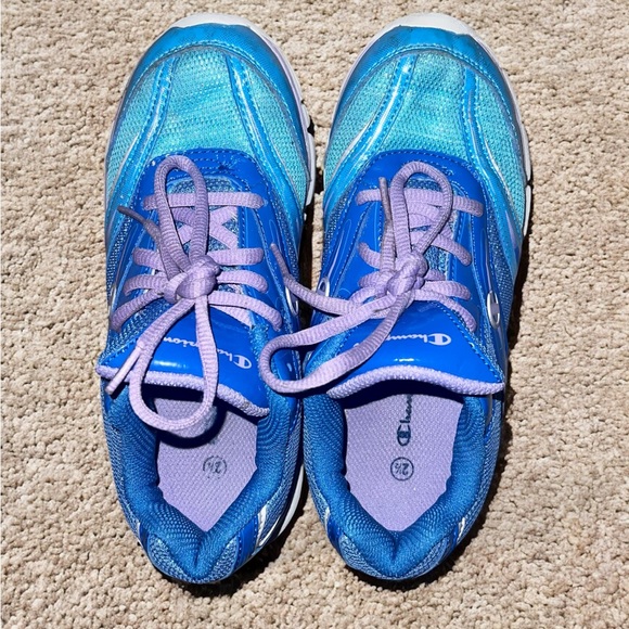 CHAMPION Blue Shine Girls Sneakers Size 2.5 with Purple Laces - Picture 10 of 12